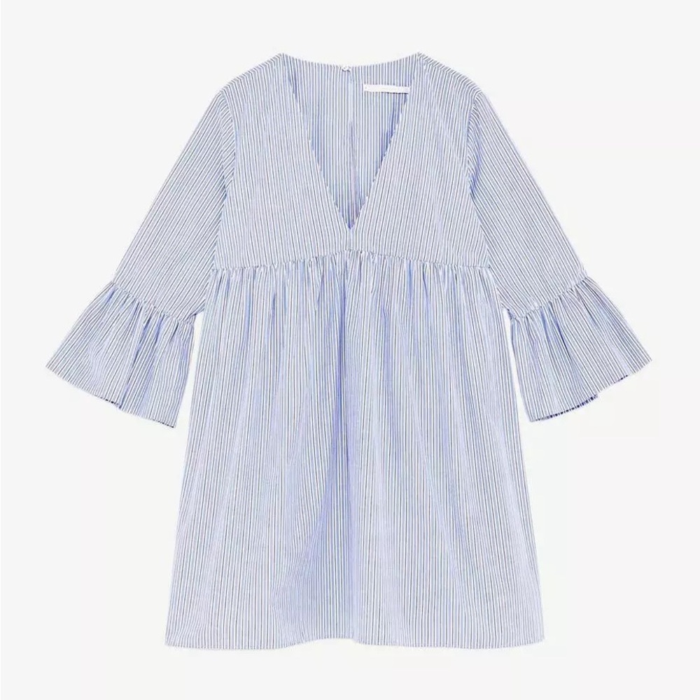 Zara Trafaluc Blue and White Striped Romper